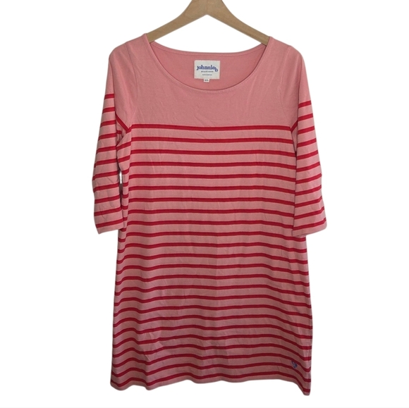 Johnnie B | Girls Red & Pink Striped Cotton 3/4 Sleeve T-shirt Dress Size XL - Picture 1 of 5